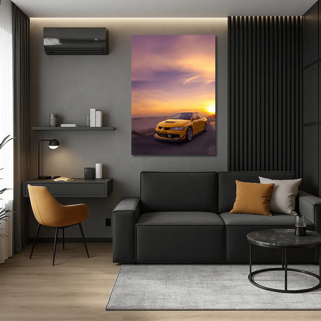 Mitsubishi Lancer Evolution Sunset Sky – Wall Art