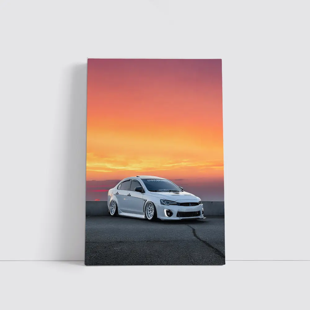 Mitsubishi Lancer Evo Slammed Sunset Sky – Wall Art