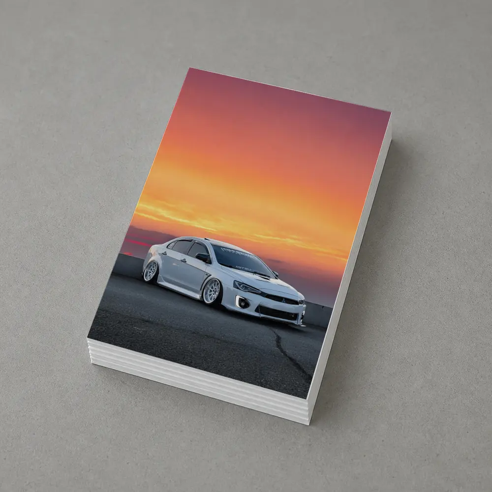 Mitsubishi Lancer Evo Slammed Sunset Sky – Postcards