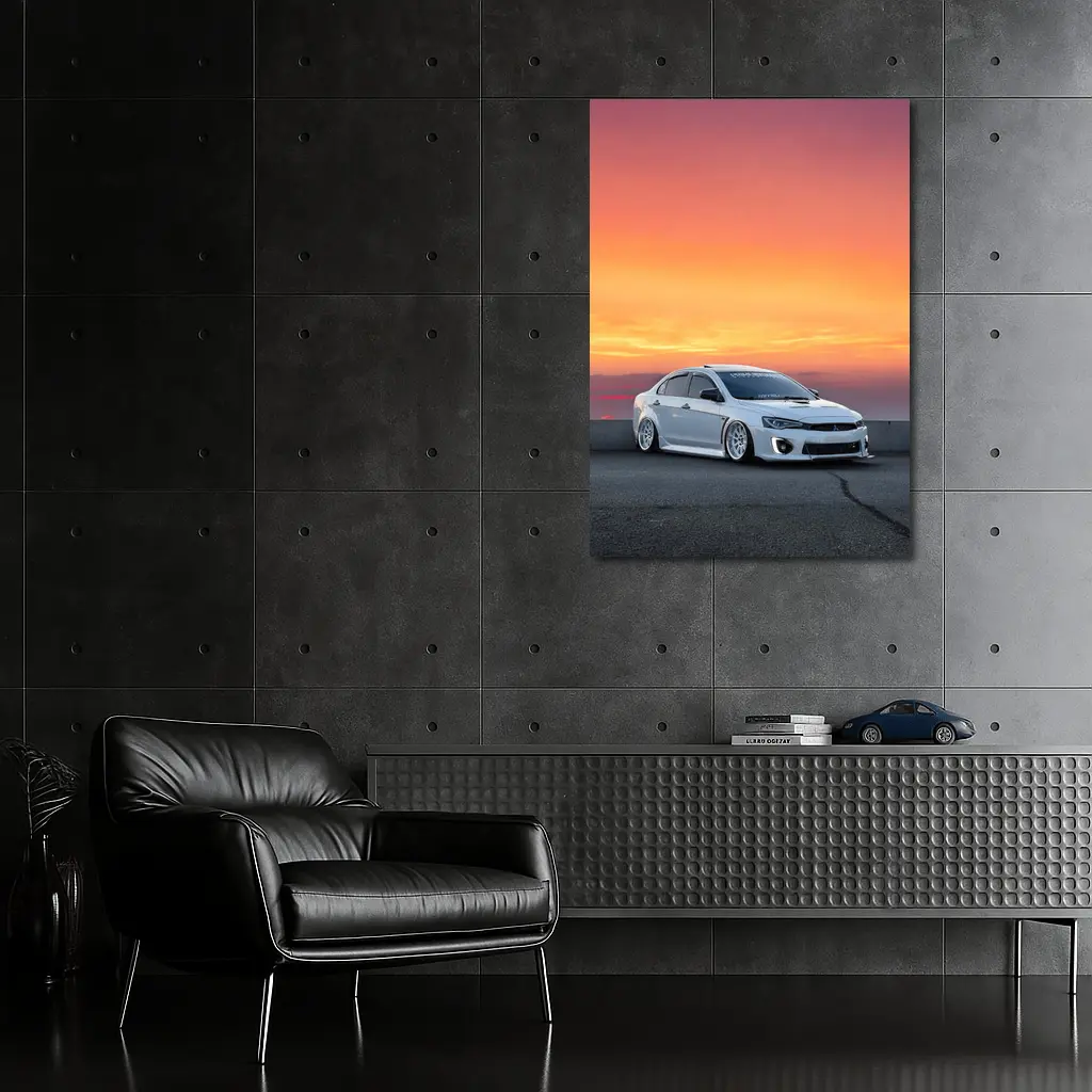 Mitsubishi Lancer Evo Slammed Sunset Sky – Wall Art