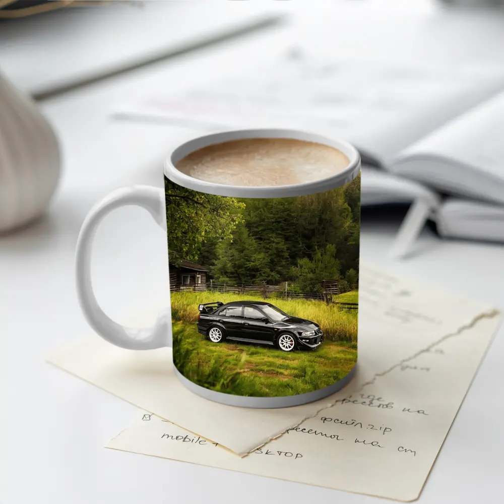 Mitsubishi Lancer Evolution Black Rural Setting – Mugs