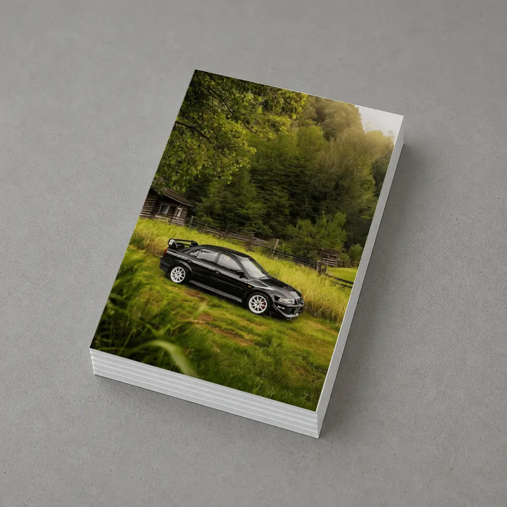 Mitsubishi Lancer Evolution Black Rural Setting – Postcards