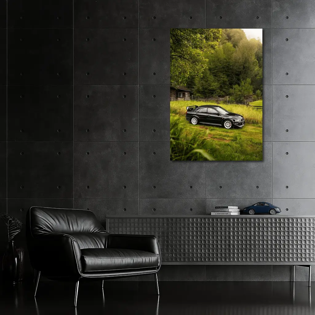 Mitsubishi Lancer Evolution Black Rural Setting – Wall Art