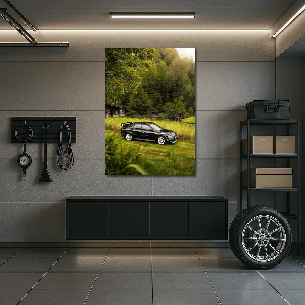Mitsubishi Lancer Evolution Black Rural Setting – Wall Art