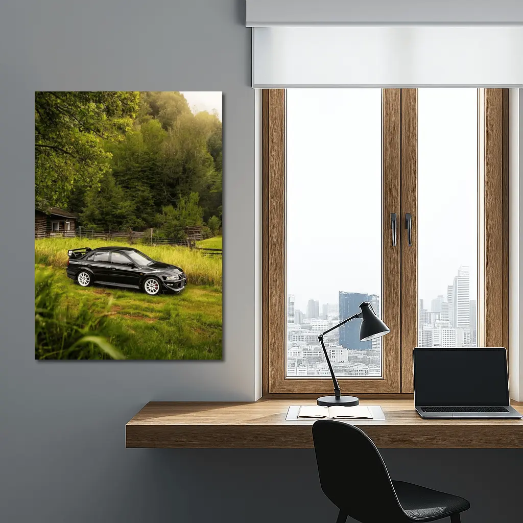 Mitsubishi Lancer Evolution Black Rural Setting – Wall Art