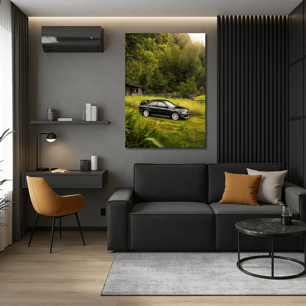 Mitsubishi Lancer Evolution Black Rural Setting – Wall Art