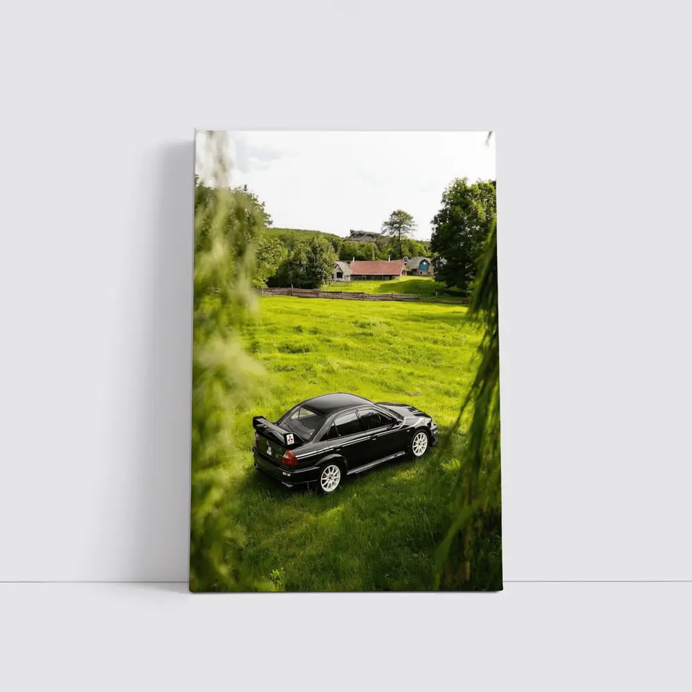Mitsubishi Lancer Evolution Black Rural Countryside – Wall Art