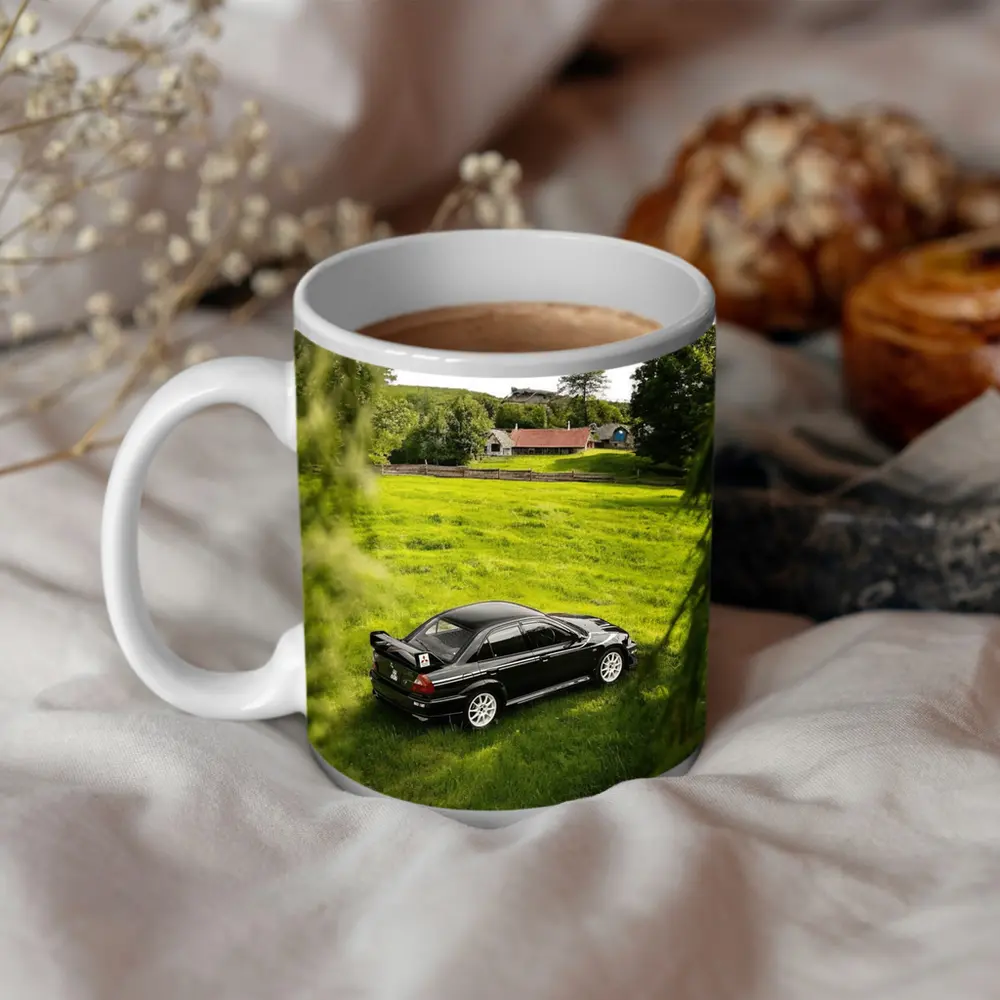 Mitsubishi Lancer Evolution Black Rural Countryside – Mugs