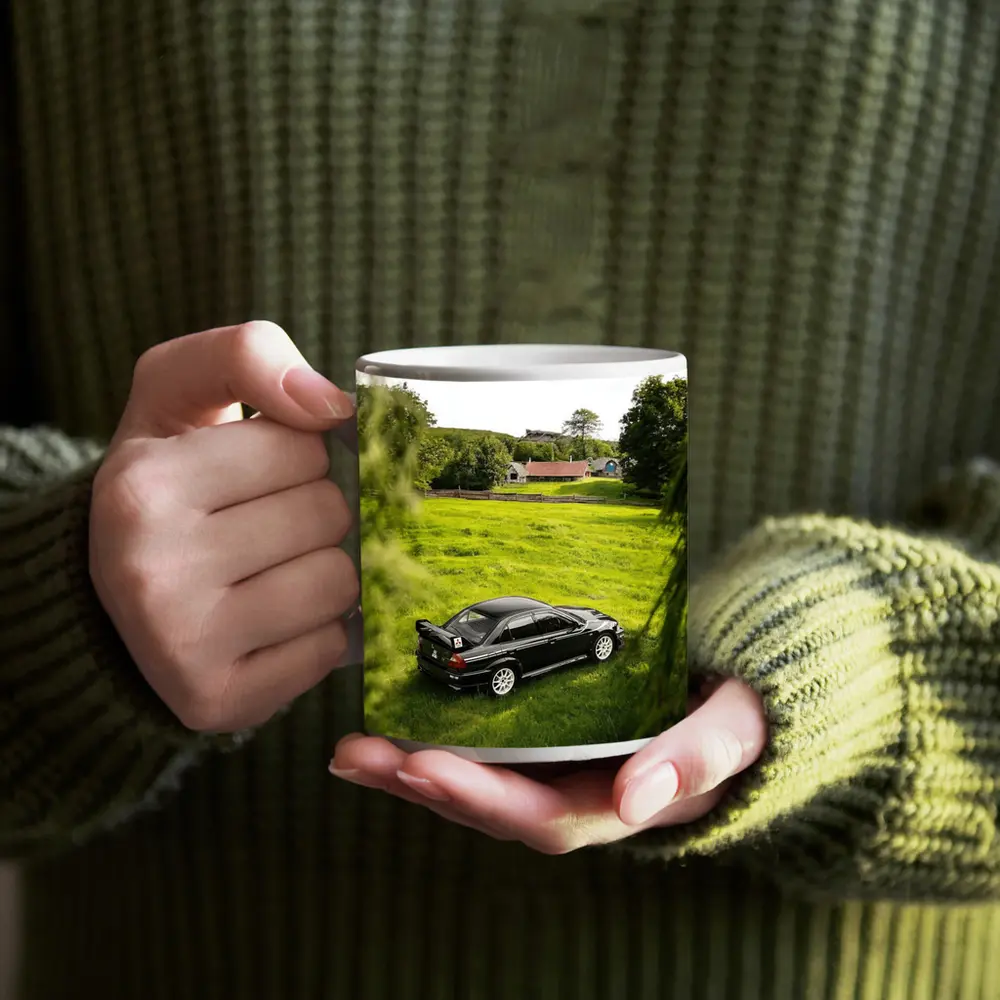 Mitsubishi Lancer Evolution Black Rural Countryside – Mugs