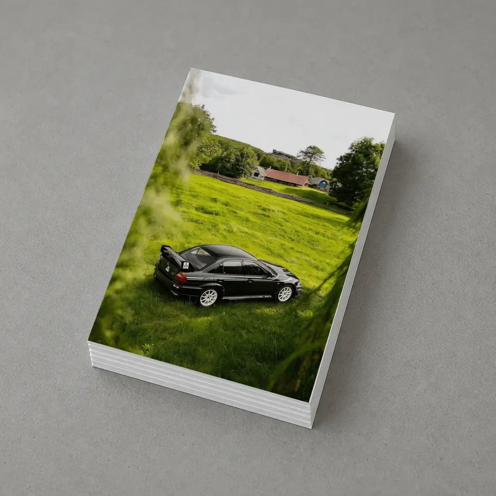Mitsubishi Lancer Evolution Black Rural Countryside – Postcards