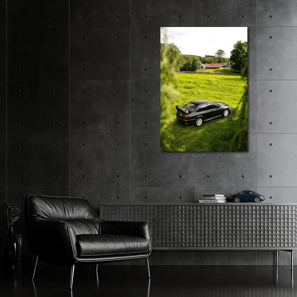 Mitsubishi Lancer Evolution Black Rural Countryside – Wall Art