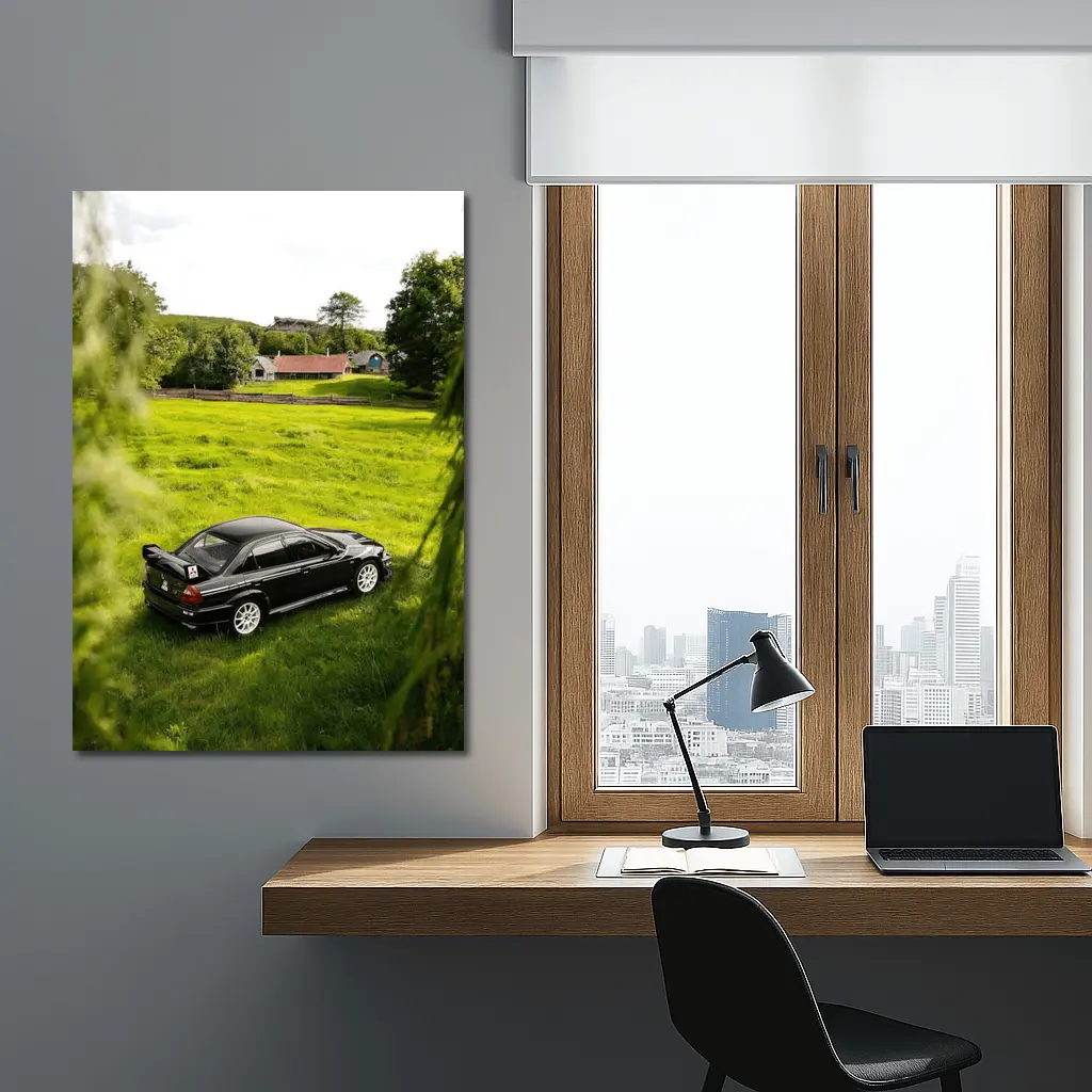 Mitsubishi Lancer Evolution Black Rural Countryside – Wall Art
