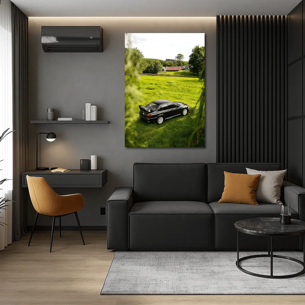 Mitsubishi Lancer Evolution Black Rural Countryside – Wall Art