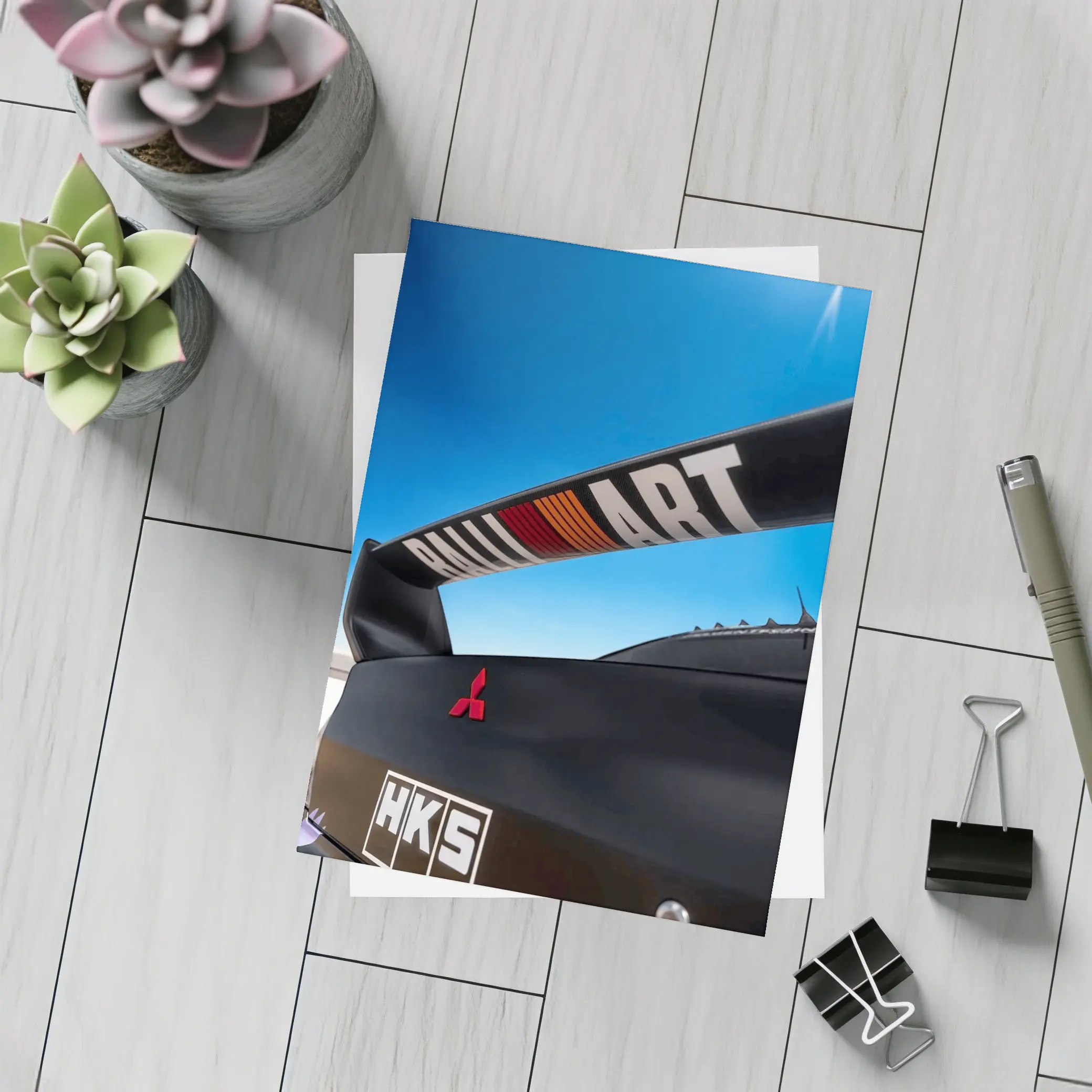 Mitsubishi Lancer Ralliart Spoiler Blue Sky – Postcards