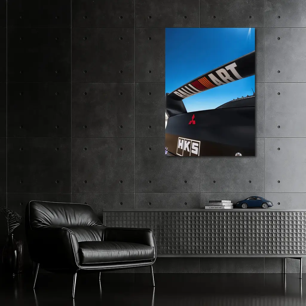 Mitsubishi Lancer Ralliart Spoiler Blue Sky – Wall Art