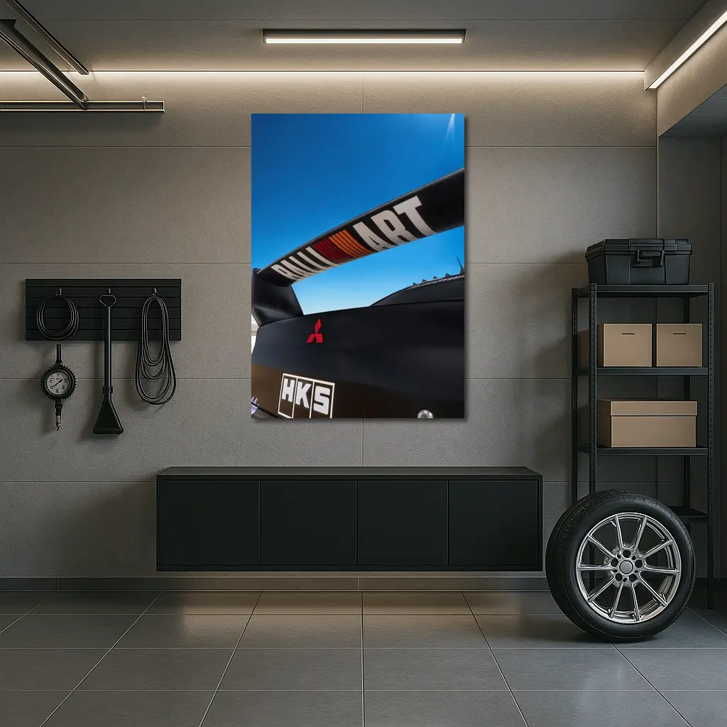 Mitsubishi Lancer Ralliart Spoiler Blue Sky – Wall Art