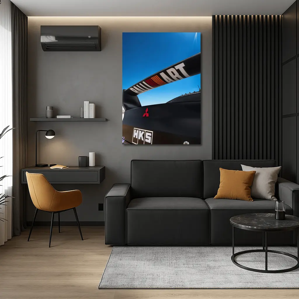 Mitsubishi Lancer Ralliart Spoiler Blue Sky – Wall Art
