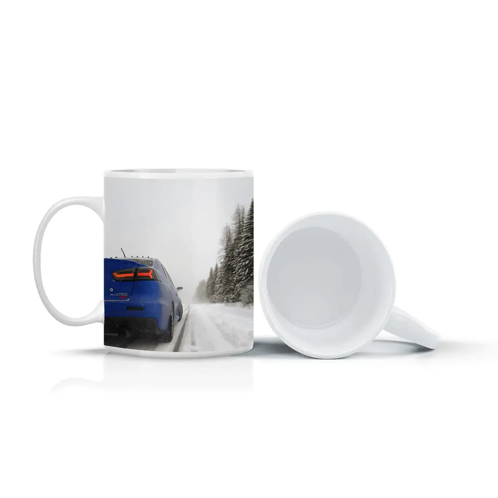 Mitsubishi Lancer Evolution Blue Winter Road – Mugs