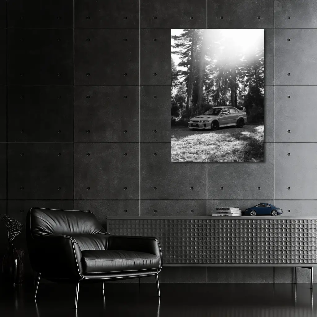 Mitsubishi Lancer Evo Black White Forest – Wall Art