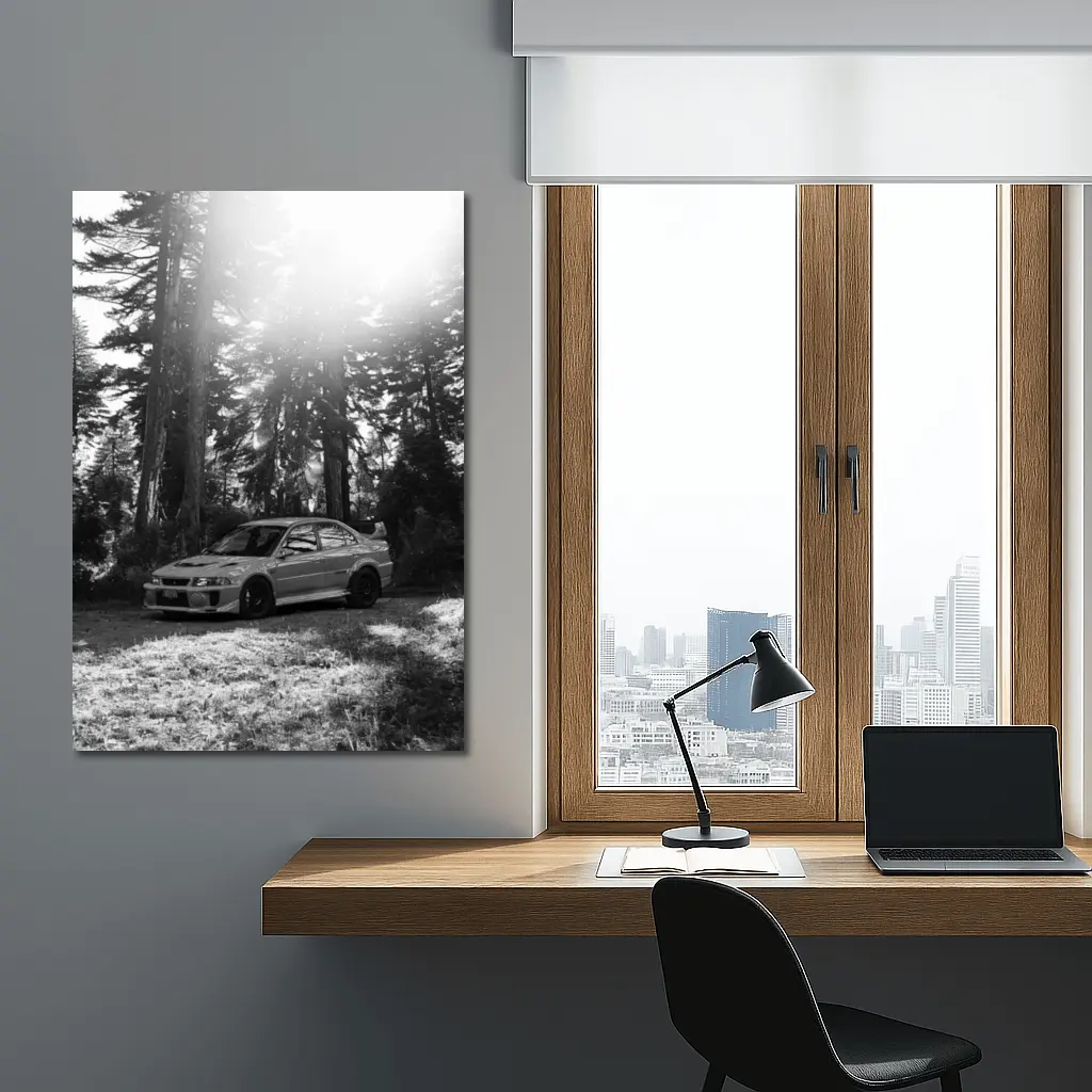 Mitsubishi Lancer Evo Black White Forest – Wall Art