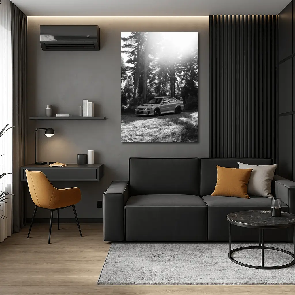 Mitsubishi Lancer Evo Black White Forest – Wall Art