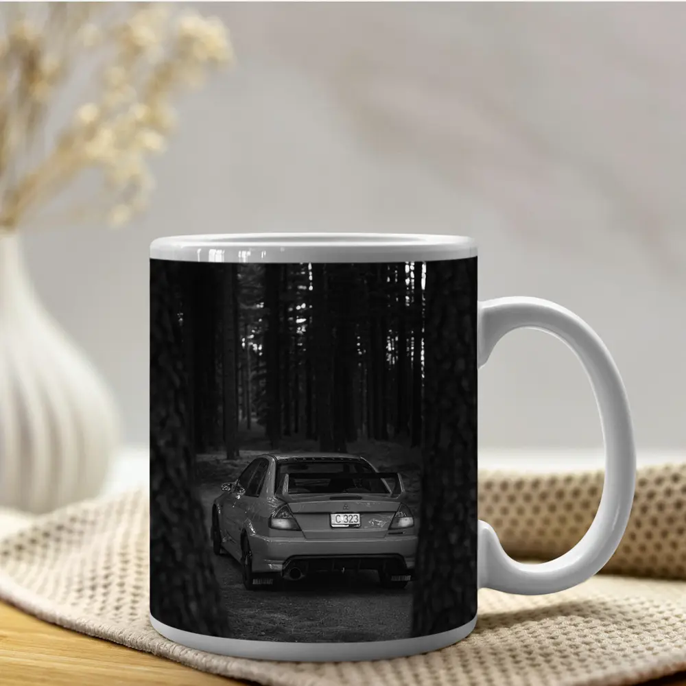 Mitsubishi Lancer Dark Forest Black White – Mugs
