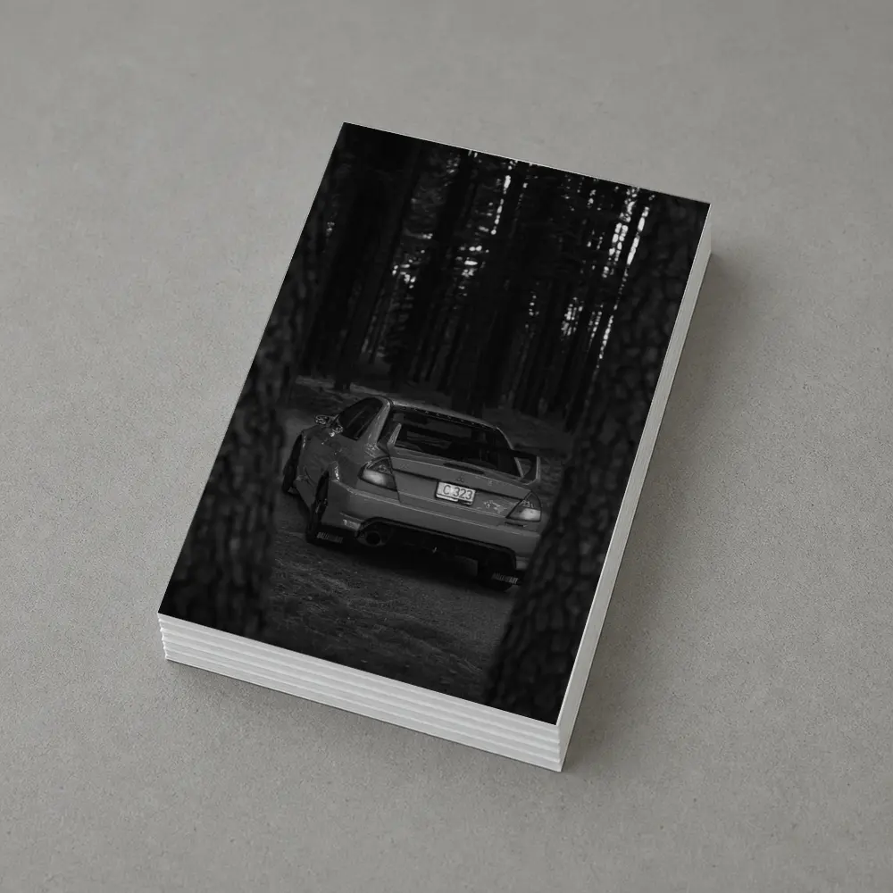 Mitsubishi Lancer Dark Forest Black White – Postcards