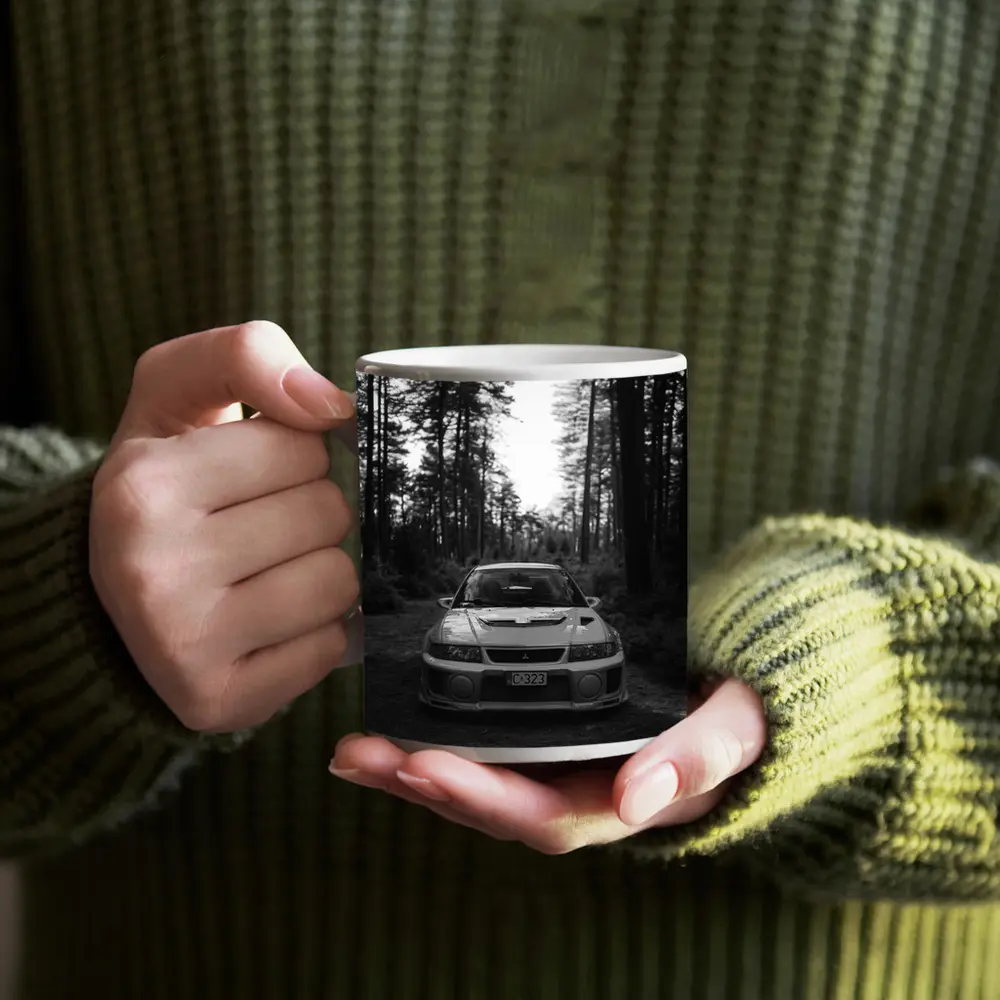 Mitsubishi Lancer Evolution Forest Black White – Mugs