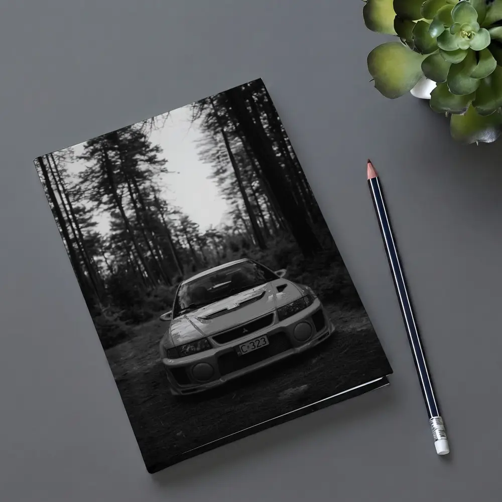Mitsubishi Lancer Evolution Forest Black White – Notebooks