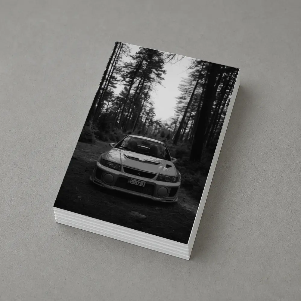 Mitsubishi Lancer Evolution Forest Black White – Postcards
