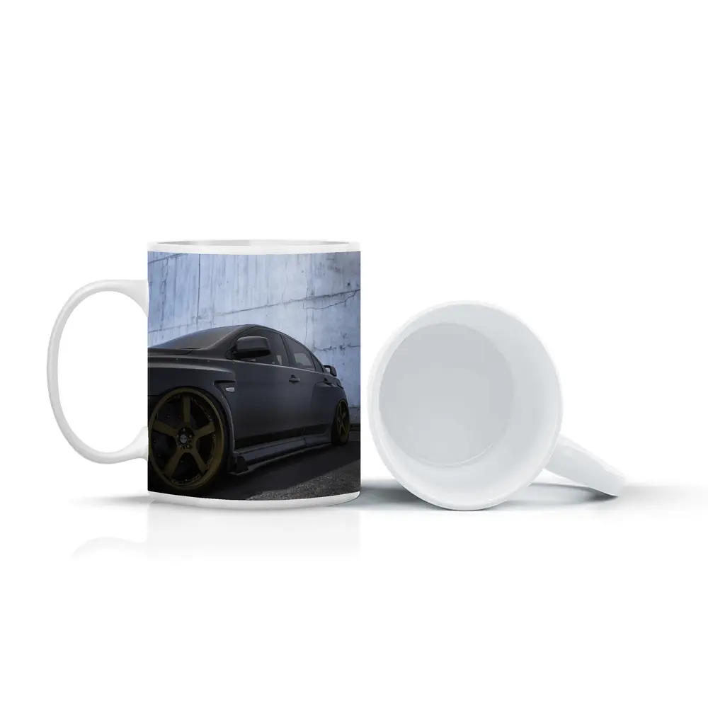 Mitsubishi Lancer Evolution Matte Black Concrete Wall – Mugs