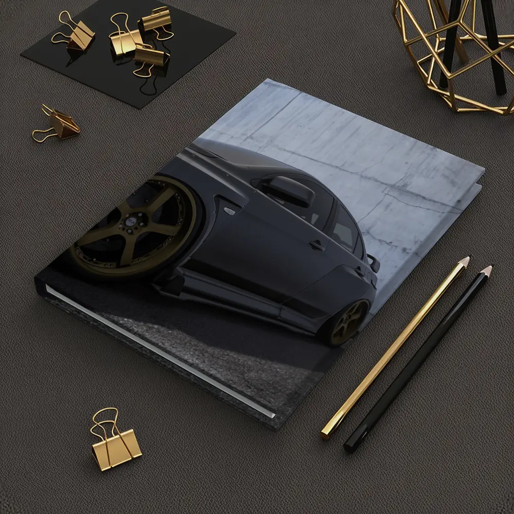 Mitsubishi Lancer Evolution Matte Black Concrete Wall – Notebooks