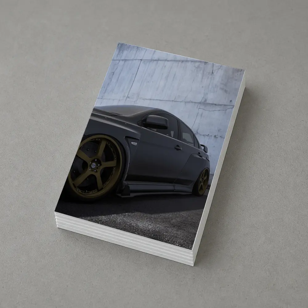 Mitsubishi Lancer Evolution Matte Black Concrete Wall – Postcards