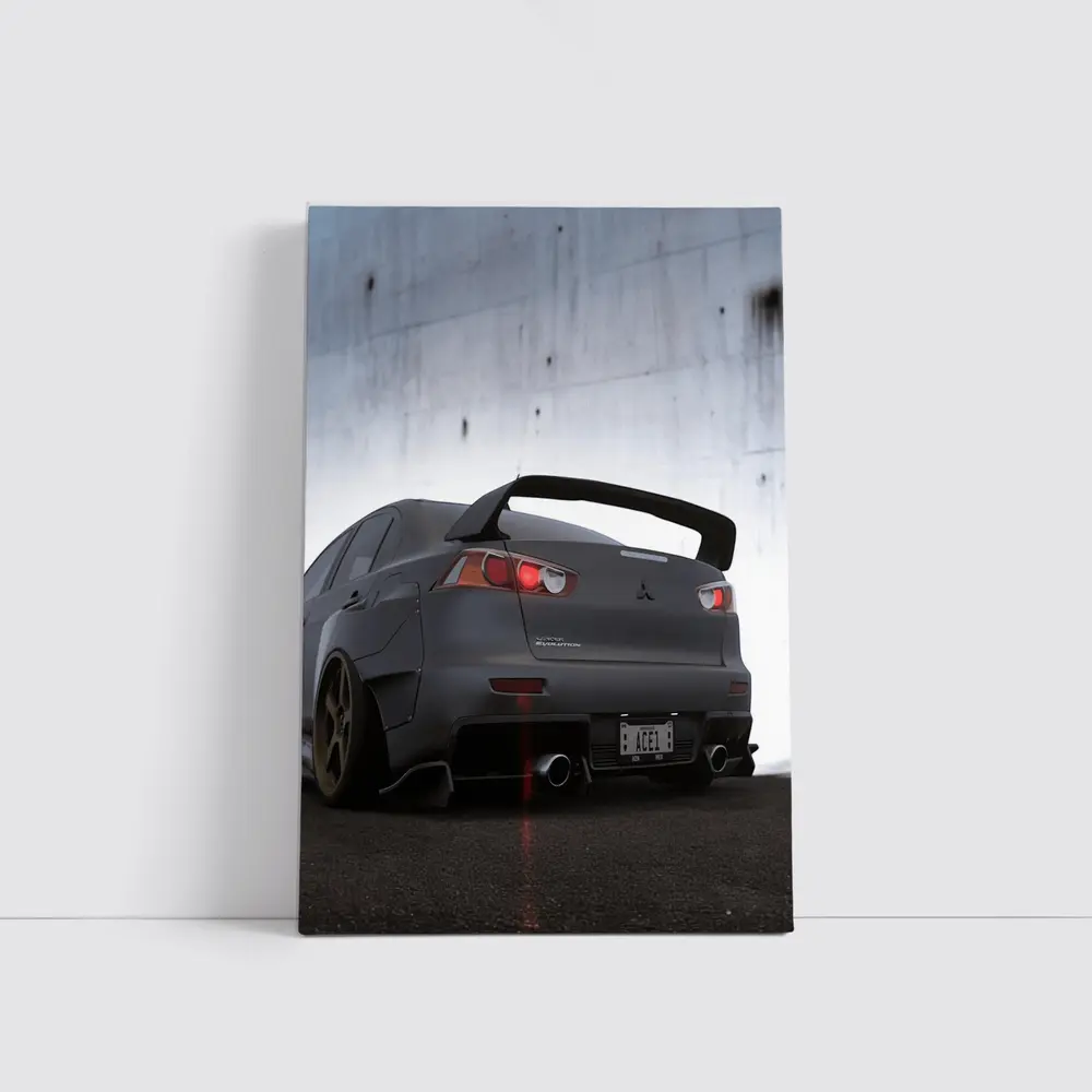 Mitsubishi Lancer Evolution Matte Gray Concrete Wall – Wall Art