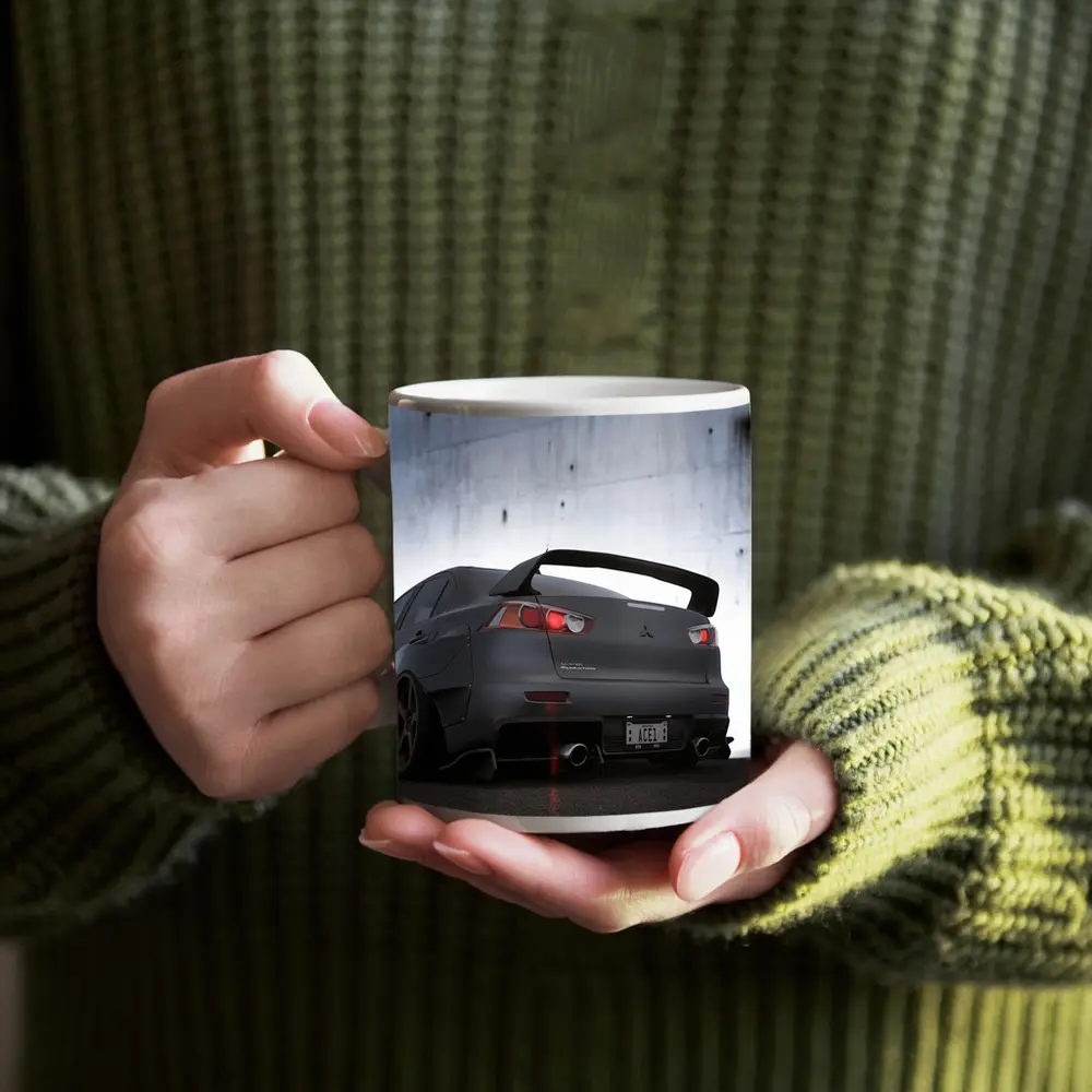 Mitsubishi Lancer Evolution Matte Gray Concrete Wall – Mugs