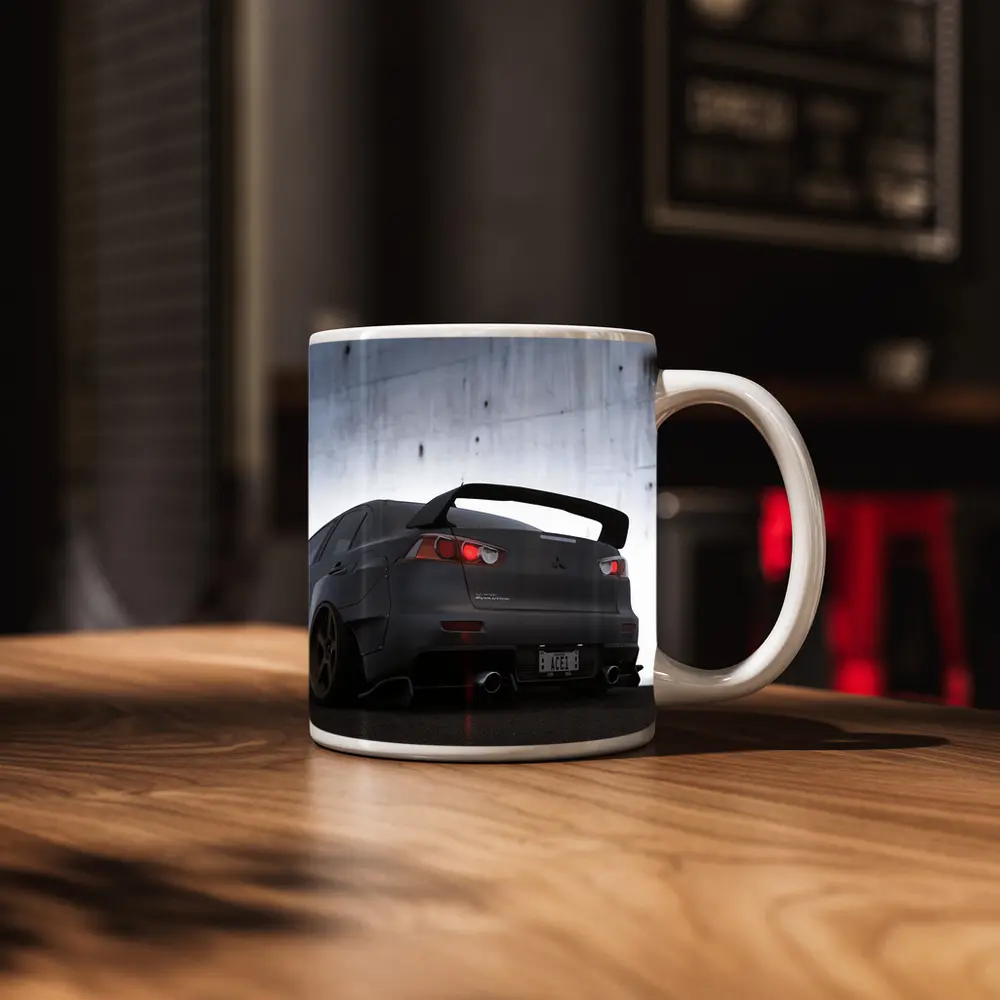 Mitsubishi Lancer Evolution Matte Gray Concrete Wall – Mugs