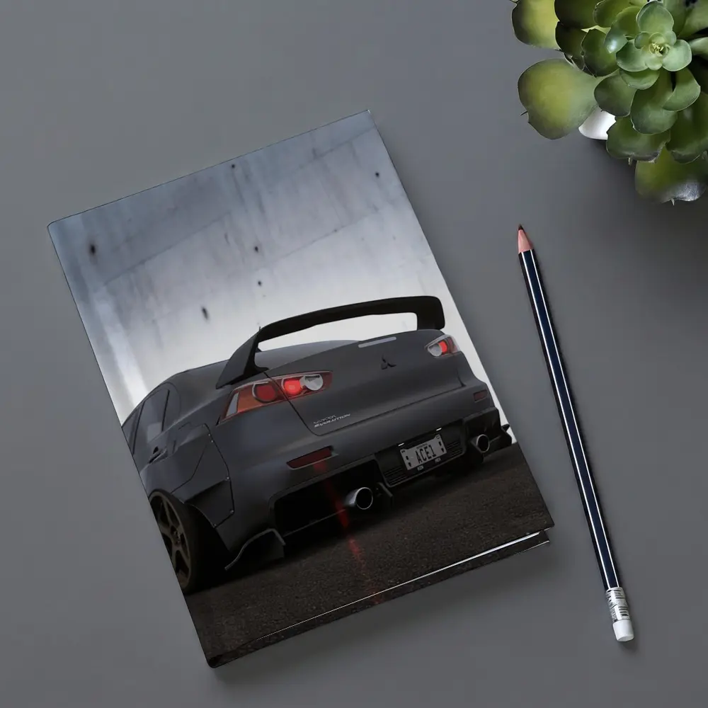 Mitsubishi Lancer Evolution Matte Gray Concrete Wall – Notebooks