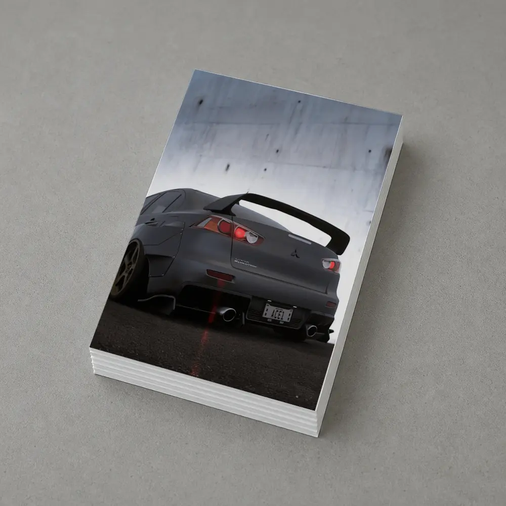 Mitsubishi Lancer Evolution Matte Gray Concrete Wall – Postcards