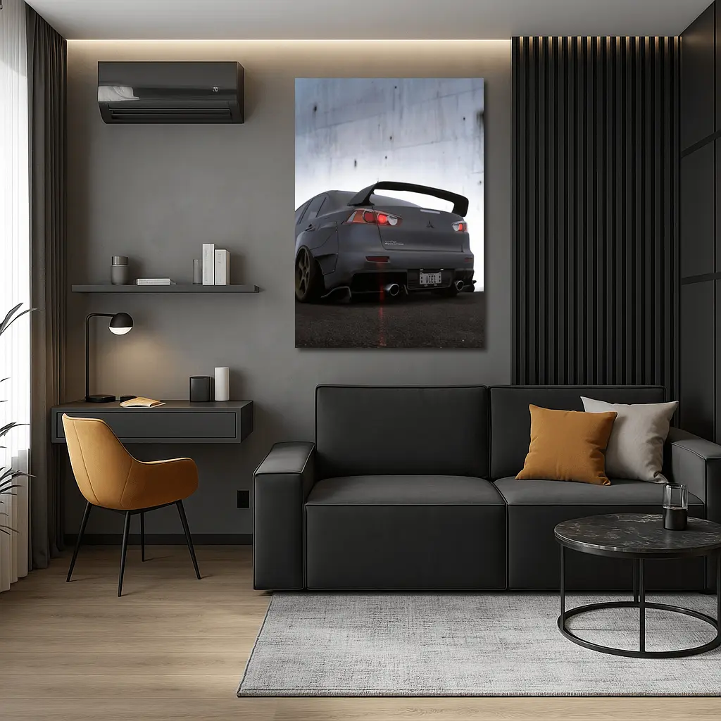 Mitsubishi Lancer Evolution Matte Gray Concrete Wall – Wall Art