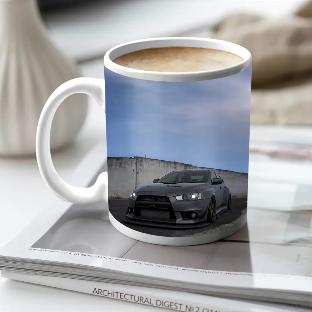 Mitsubishi Lancer Evo Matte Gray Concrete Wall – Mugs