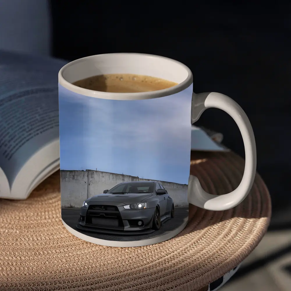 Mitsubishi Lancer Evo Matte Gray Concrete Wall – Mugs