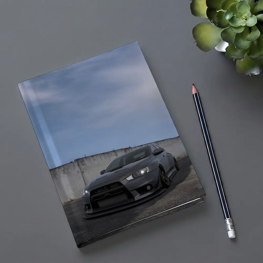 Mitsubishi Lancer Evo Matte Gray Concrete Wall – Notebooks