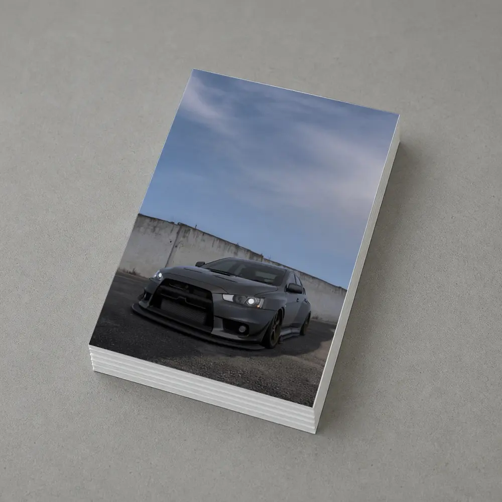 Mitsubishi Lancer Evo Matte Gray Concrete Wall – Postcards