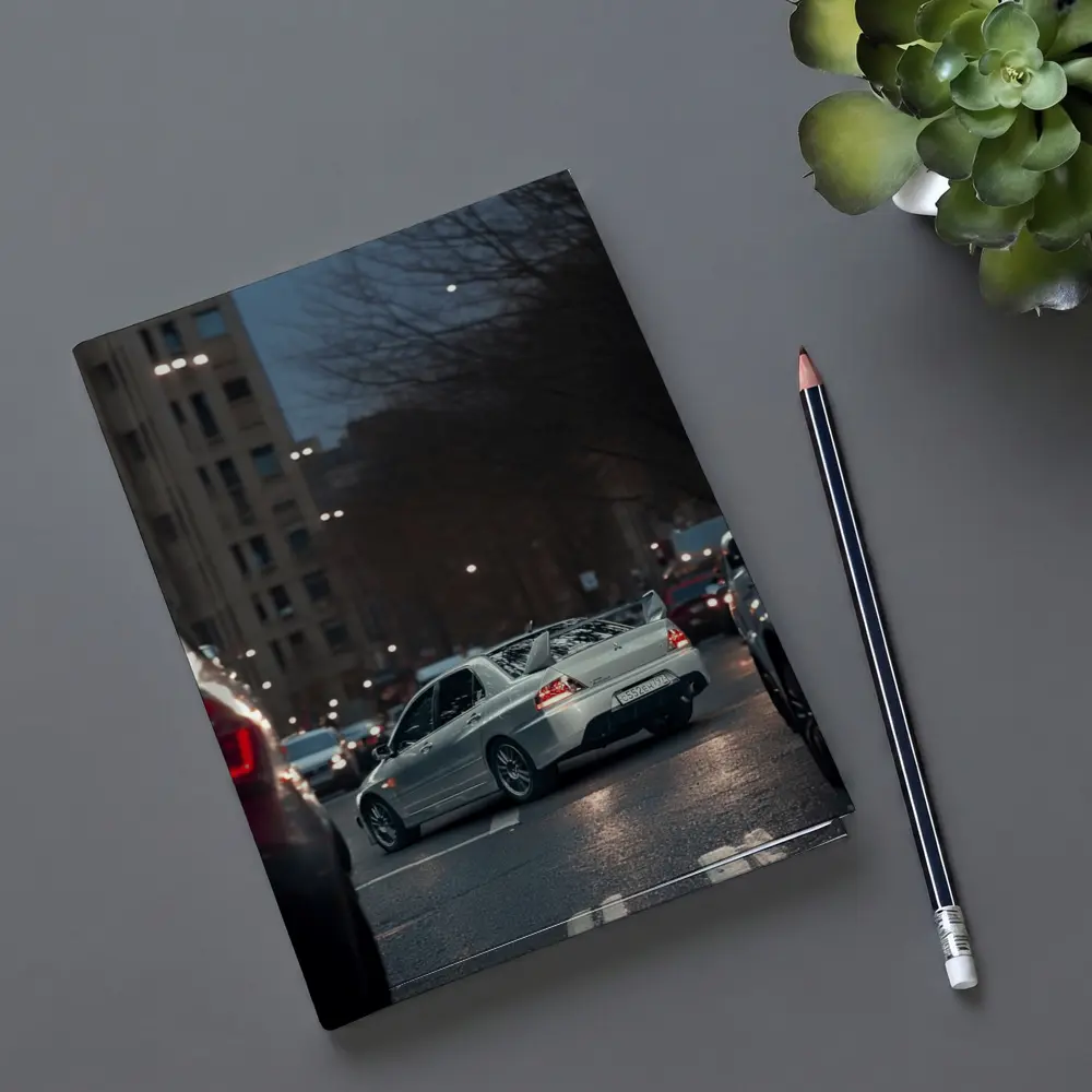 Mitsubishi Lancer Evolution City Street Night – Notebooks