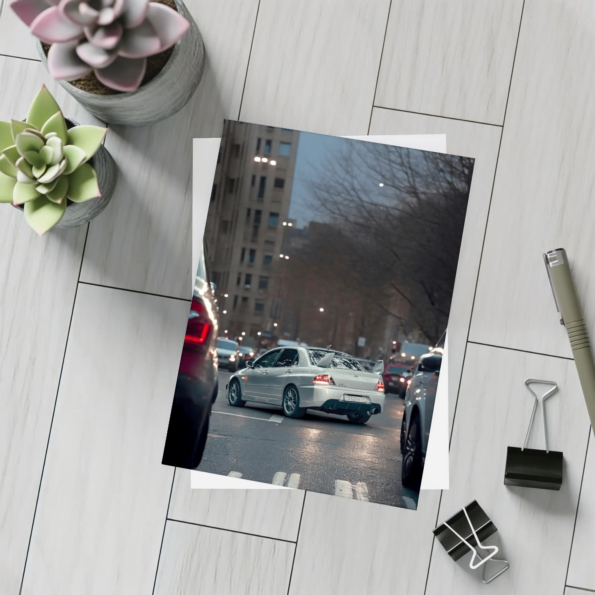 Mitsubishi Lancer Evolution City Street Night – Postcards