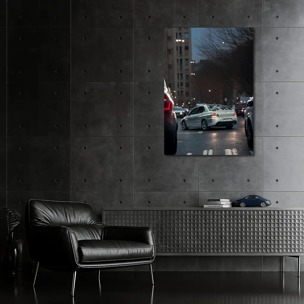Mitsubishi Lancer Evolution City Street Night – Wall Art