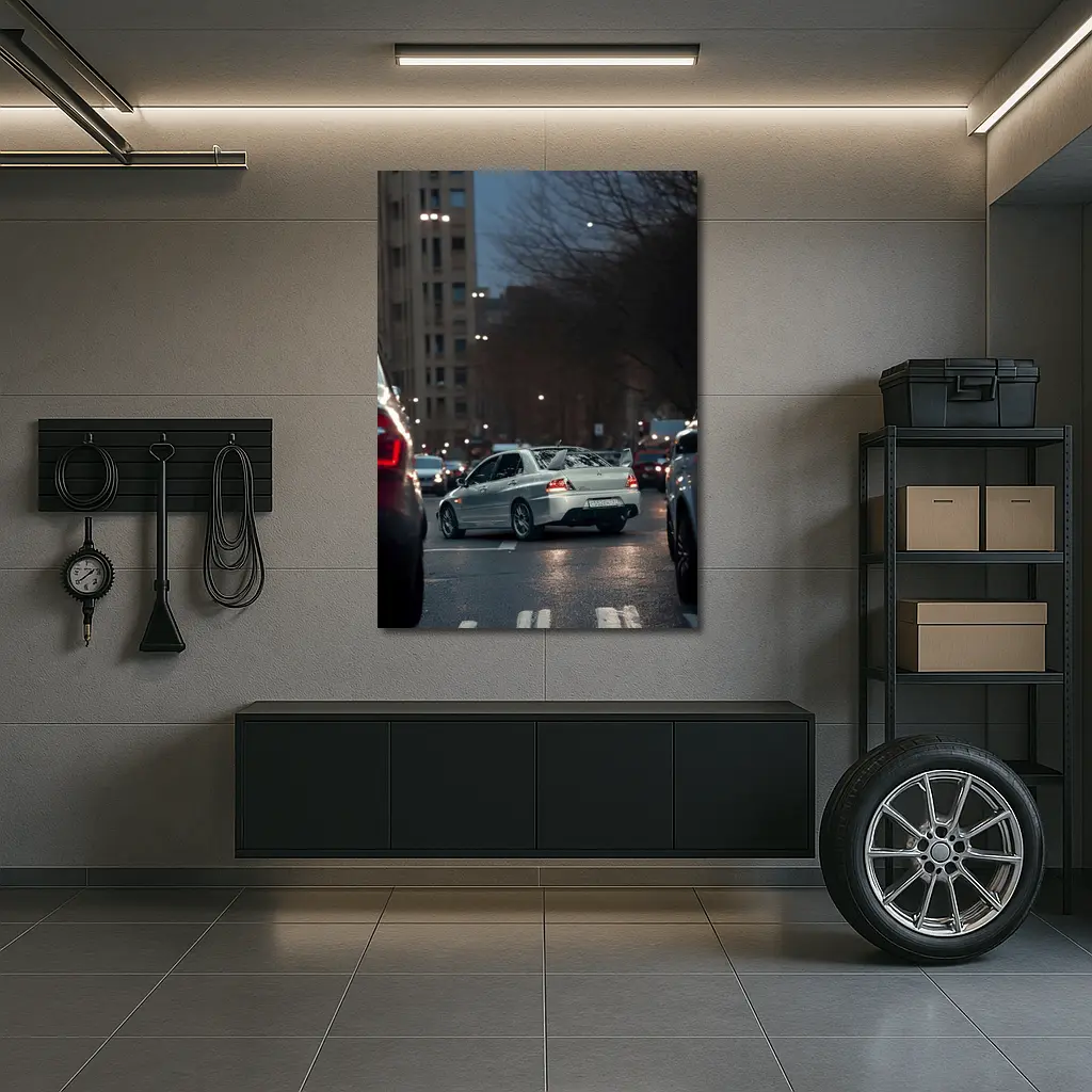 Mitsubishi Lancer Evolution City Street Night – Wall Art