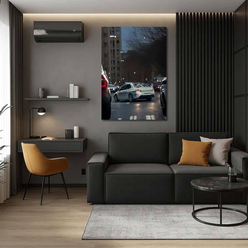 Mitsubishi Lancer Evolution City Street Night – Wall Art
