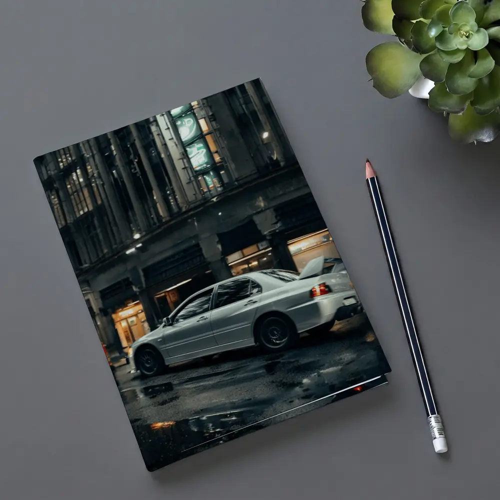 Mitsubishi Lancer Evo Rainy City Street Night – Notebooks