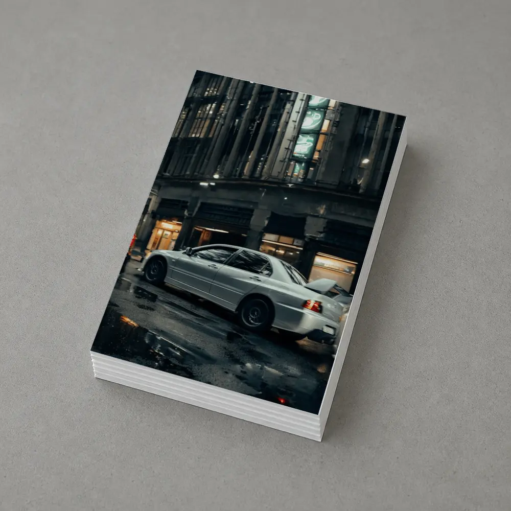 Mitsubishi Lancer Evo Rainy City Street Night – Postcards